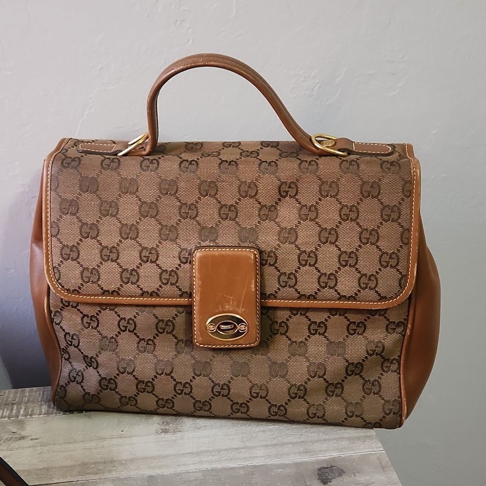 Gucci GG Canvas Tan and Brown Monogram Bag